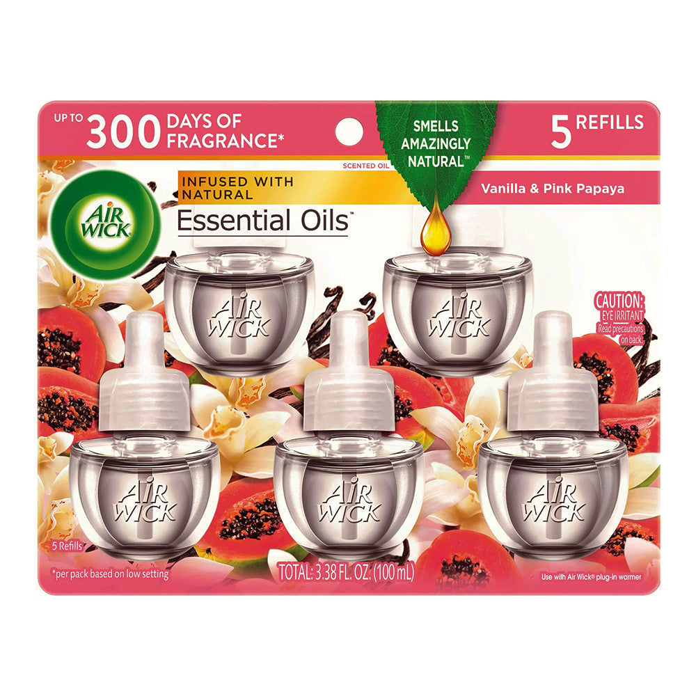 Air Wick Plug in Scented Oil, Vanilla and Pink Papaya, 5 Ea